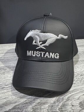 NEW: “Mustang” PU Leather Baseball Cap - Unisex Adjustable Strapback Hat